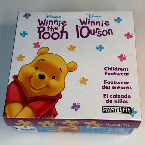 Kids Winnie the Pooh Size 3 Smartfit White Blue Velcro Sneakers Vintage 90s - Picture 13 of 15